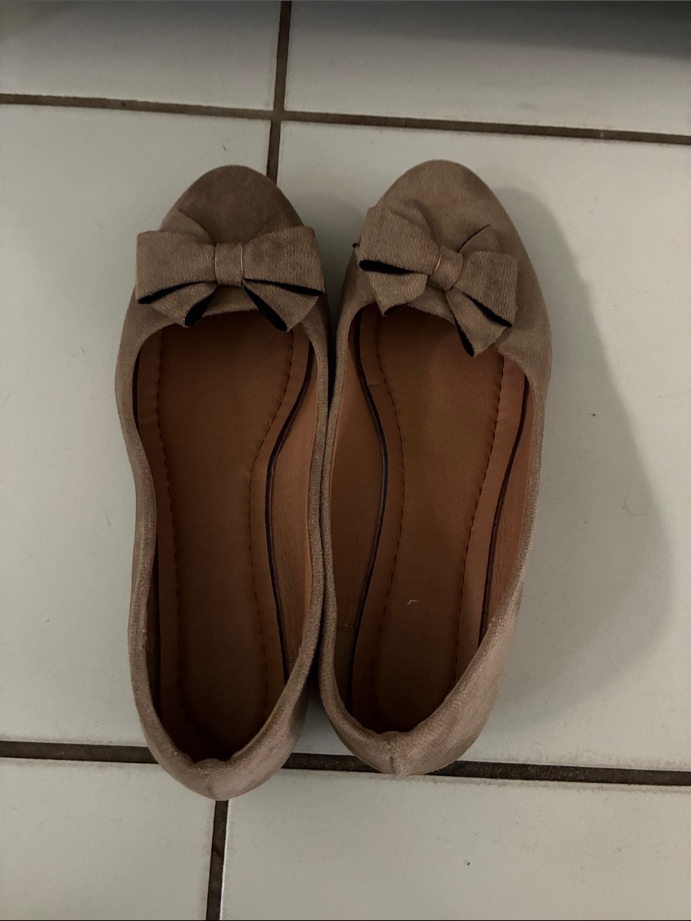 Love Beige Bow Ballet Flats